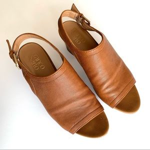 Gently Used Franco Sarto Brown Leather Block Heals